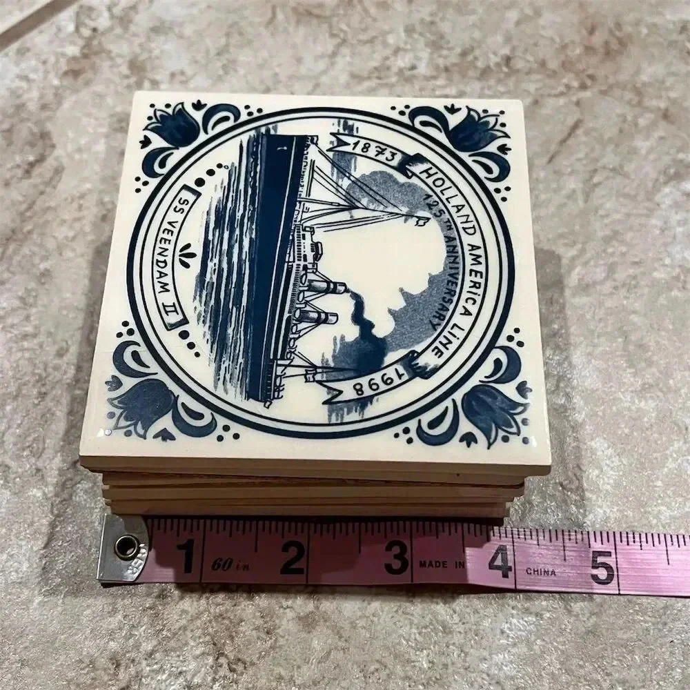 Vintage Holland America Line Porcelain Coasters‎ Set of 6